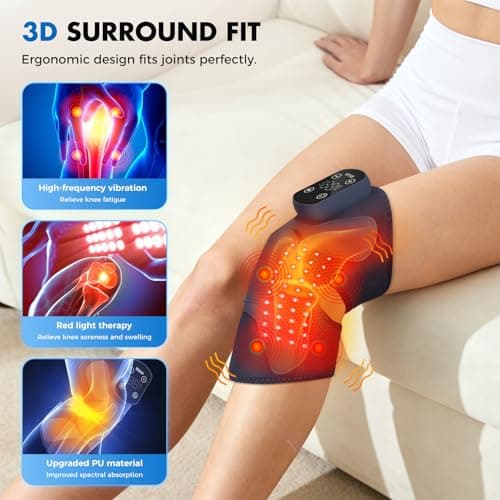 Miula Red Light Therapy & Vibration Massage Knee Brace: Wireless Rechargeable, with 660nm&850nm Light & Heating Function – Relief for Knee, Joint, Elbow & Shoulder Pain, Promotes Faster Recovery - Thumbnail 5