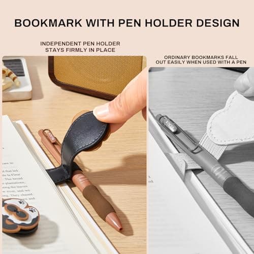 2Pcs Magnetic PU Leather Bookmarks Gift Box, Cute Cat Book Marks for Reading Women, Magnetic Bookmark Set with Double-Sided Magnets, Book Club Gifts for Women, Bookish Gifts - Thumbnail 5