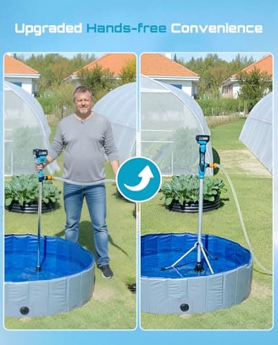 SEESII Cordless Stick Water Transfer Pump with Tripod Stand Hands-free, Portable Electric Sump Pump 720GPH & 2 x 4.0Ah Batteries, 32FT Lift for Pool Draining Boat Bilge Garden Rain Barrel Basement - Thumbnail 2