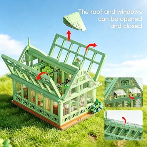 Xbert Greenhouse Building Set with 2 Minifigures, Flower House Building Blocks, Botanical Tiny Plants DIY Miniature House Kit, Creative Garden Playset Toy, Gift for Girls and Women - Thumbnail 5