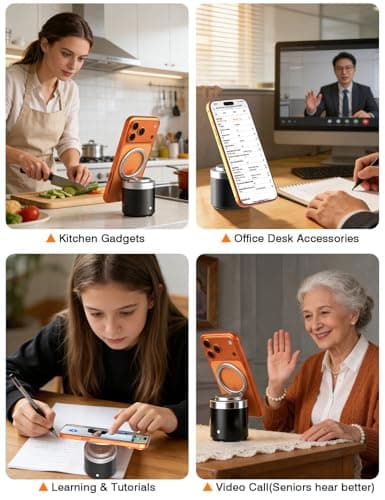 EWA Wireless Bluetooth Speaker with Secure Magnetic Phone Stand, HD Surround Sound & Anti-Slip Base | Hands-Free Magnetic Holder for Desk, Kitchen, Home Workout - Gift Ideal for Men Women (Black) - Thumbnail 5