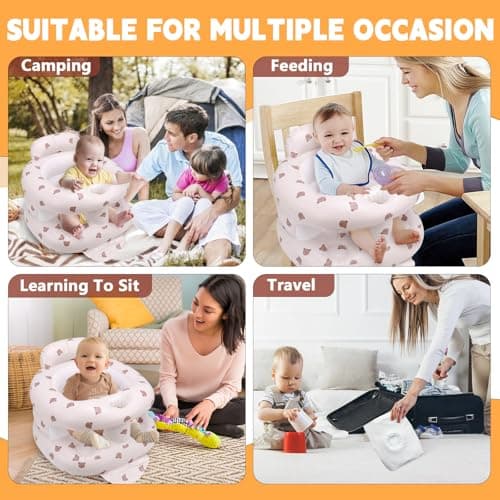 Inflatable Baby Seat for Babies 3 Months & Up, Inflatable Baby Support Seat for Sitting Up, Toddler Baby Floor Chair with Built in Air Pump, Upgrade Water Injection Function, More Stable (Color#01) - Thumbnail 4