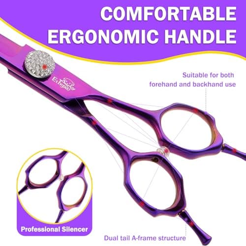 Ethyxe 7" Curved Dog Grooming Scissors – Professional 440C Stainless Steel Pet Shears with Safety Round Tips and Sharp Blades for Body Facial Nose Ear and Paw Hair Easy Use - Thumbnail 4