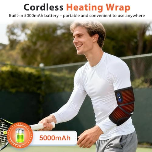 Cordless Heating Pad for Arm Elbow Wrist Leg Pain Relief, Red Light Knee Ankle Heating Pads, Heated Elbow Brace Wrap Heating Pad for Arm, Wrist, Ankle, Leg with 3 Heating Levels - Thumbnail 5
