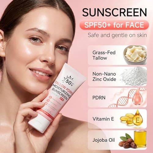 Beef Tallow Sunscreen with Non-Nano Zinc Oxide, Mineral Sunscreen SPF 50 for Face and Body, Salmon PDRN Sunblock Moisturizing Sun Screen for Sensitive Skin & Kids, 2.82 OZ (80g) - Thumbnail 4