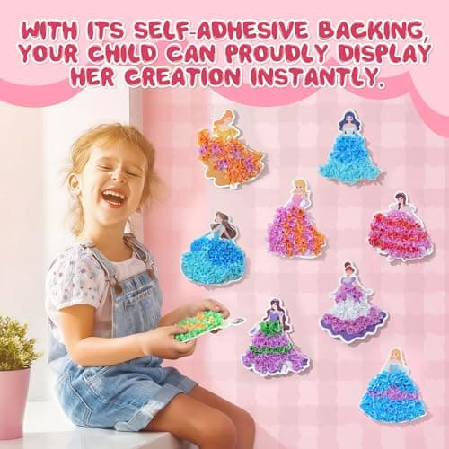 9PC Poke Art Kit for Girls Ages 4-8 | Princess Theme DIY Craft Kit | Mess-Free Fabric Puncture Painting | Creative Activity Gift for 6-12 Year Old Girls | Birthday Party Art Set - Thumbnail 5