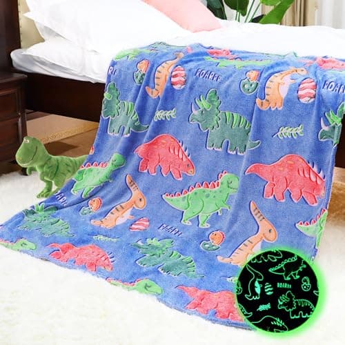 Dinosaur Blanket for Boys Girls, Dino Graduation Gifts for Boys Room Decor, Dinosaur Toys for Kids Ages 3-12, Soft Warm Kids Throw Blanket for Nap Lap Car Airplane Travel, 50"x60" - Image 1