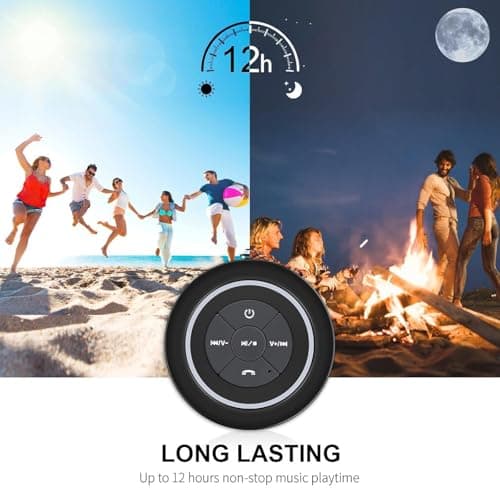 HAISSKY Bluetooth Shower Speakers, Portable Wireless Speaker with Suction Cup, IP67 Waterproof Speaker Pairs Easily to Phones, Tablets, Computer, Gift for Men & Women - Thumbnail 6