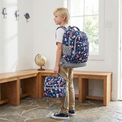BAMIFEI 18 Inch Rocket Rolling Backpack for Kids, Rocket Roller Backpacks Kids Backpack Carry On Wheeled School Backpack, Spacious Multiple Compartments Quiet Wheels Travel Backpack for Boys - Thumbnail 6