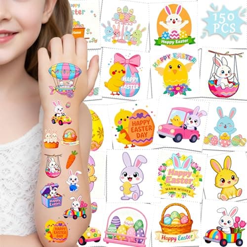 GgXanthyll Easter Temporary Tattoos,150 PCS, Easter Basket Stuffers, Party Favors, Waterproof, Non-Candy Party Favors Gifts - Image 1