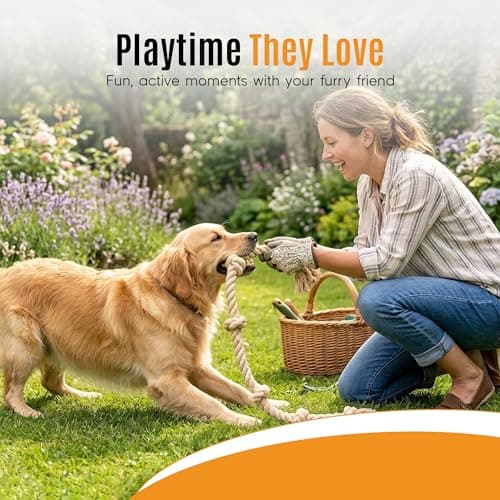 Ali+Oli Pets Dog Rope Toy for Large Dogs, Heavy Duty 5-Knot Cotton Tug-of-War Rope for Aggressive Chewers, Durable Interactive Chew Toy - Thumbnail 3