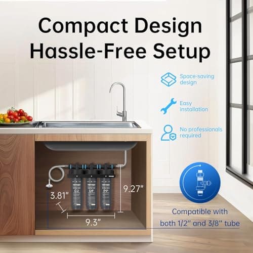 Vortopt F02-C2/UF/PP Under-Sink & Countertop Filtration,NSF Certificated Under Sink Filter System,with Flow Rate of 0.53 GPM,Easy Installation,Black. - Thumbnail 4