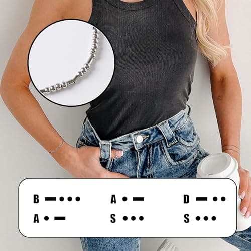 PNNY AMDA Morse Code Bracelets: Funny Friend Gifts for Women Men - Gifts for Best Friend Birthday Moving Away Uplifting Sentimental Get Well - Thumbnail 3
