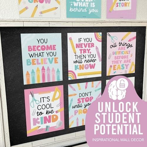 Hadley Designs Motivational Poster for Classroom Decor - 9 Growth Mindset Classroom Posters Elementary, Inspirational Wall Decor Middle School, Teacher Must Haves, Pastel Bulletin Board Decorations - Thumbnail 5