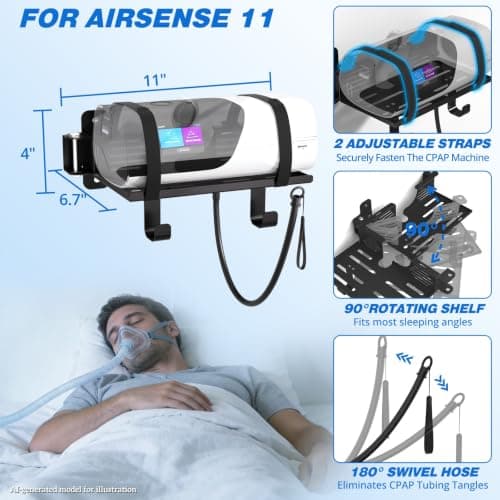 Godboat CPAP Machine Wall Mount Shelf -Resmed Airsense 11 CPAP Hose Holder - Thumbnail 2