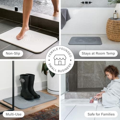 Dorai Home Bath Stone Mat 23.6"x15.4" (2-Pack) – Quick-Dry, Non-Slip Diatomite Stone Bath Mat for Bathroom, Zen Slate - Thumbnail 3