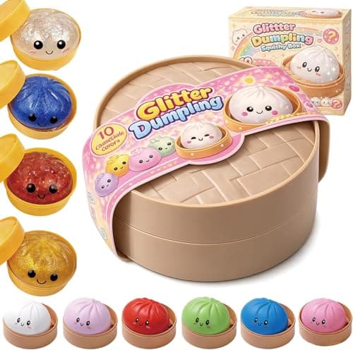 Glitter Dumpling Squishy - Random Glitter Dumpling Box, 10 Colors Dumplings Squishy Toy, More Surprises (Random-1PCS)