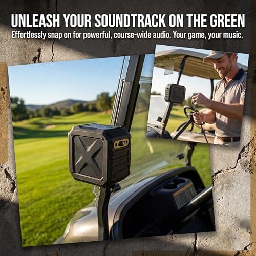 GIIKNEW Golf Cart Speaker with Carrying Case, 15W Loud Stereo Sound Magnetic Bluetooth Speaker with Deep Bass, 24H Playtime IPX7 Speakers for Golf Cart Accessories, Ideal Golf Gifts for Men - Thumbnail 2