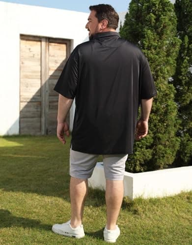 uideazone Men's Big and Tall Performance Polo Shirt - Moisture Wicking Dry Fit Golf Shirts, Wrinkle-Free Business Casual Short Sleeve Top for Men,Black, XL - Thumbnail 4