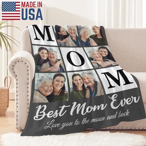 Personalized Gifts for Mom from Daughter Son Mother's Day Custom Blanket with Picture Customized Anniversary Memories Souvenir with Family Photos for Women Grandma Birthday Gift Soft and Warm - Thumbnail 2
