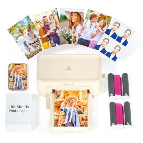iDPRT 4×6 Photo Printer, Portable Color Picture Printer, Thermal Sublimation Mini Picture Printer, Bundle 108 Sheets Photo Paper & 2 Ribbon Cassette, Photo Printer for iPhone & Android - Image 1