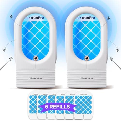 Indoor Fruit Fly & Gnat Traps Plug-in - UV/Blue Light Insect Trap with 2 Devices+6 Refills, Safe & Odorless Flying Insect Catcher for House/Kitchen/Office - Get Rid of Mosquitoes, Moths, Gnats