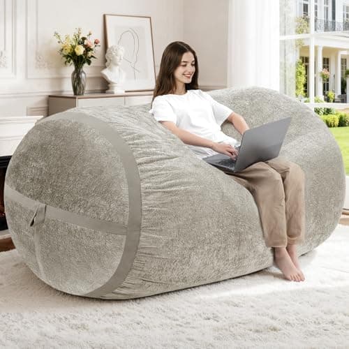 Homguava 4FT Bean Bag Chair Giant Bean Bag Chairs for Adults with Memory Foam Filled,Beanbag Chair with Soft Faux Fur Cover,Comfy Bean Bag Sofa Lounger for Living Room,Game Room,Bedroom - Image 1