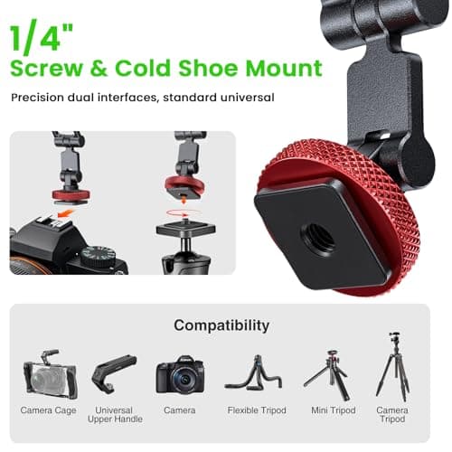 LOXP Magnetic phone tripod mount with Cold Shoe,Adjustable Rotatable Aluminum Alloy phone mount for camera, Phone Tripod Holder Adapter with 1/4" Screw, Compatible with iPhone 17/16/15/14/13/12 Series - Thumbnail 5