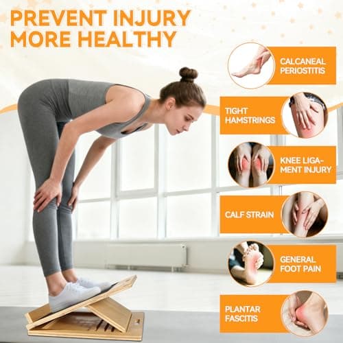 15.7x20 Inches Anti-Slip Slant Boards for Exercise, Adjustable Wooden Slant Board for Calf Stretching with Stretch Strap, for Leg, Knees, Heel, Ankle,Stretching, Plantar Fasciitis (220 LBS Capacity) - Thumbnail 2