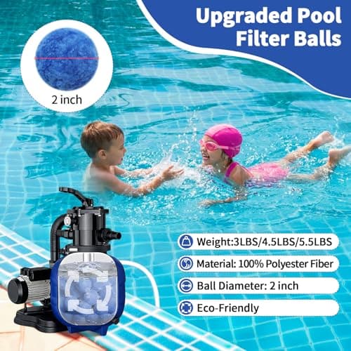 Holycco Pool Filter Balls for Sand Filter, 3LB Reusable Filter Media, Lightweight Sand Alternative, Easy Clean Blue Filter Balls for Above Ground Pools - Thumbnail 4