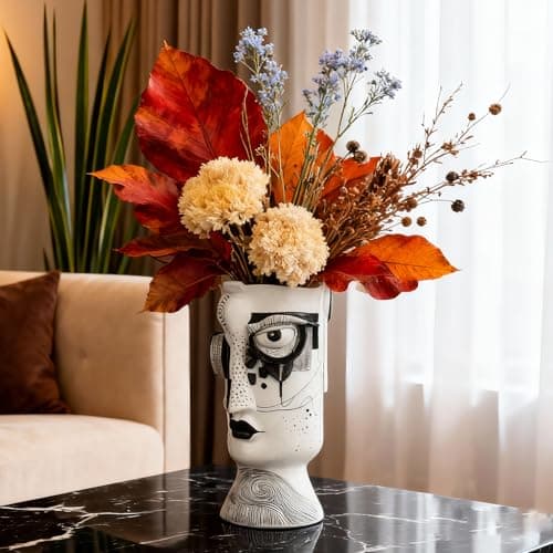 U WONDERFUL Face Vase - Flower Vase Unique, Funny Cool Abstract Art Decor Vase for Plants, Boho Flower Vase for Home Living Room Office Book Shelf - Thumbnail 5