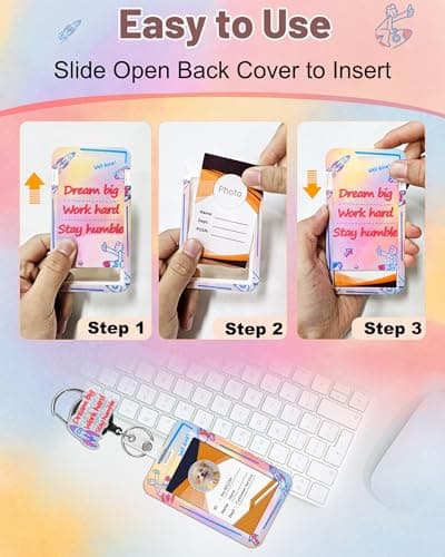 JroyJoy Inspirational ID Badge Holder with Lanyard & 360° Rotation Heavy-Duty Retractable Reel - Ideal for School ID Badge, Name Card, Work ID for Doctors, Nurses, Teachers, Students, Office Workers - Thumbnail 6