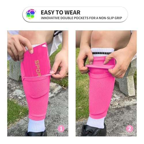 ATHCISE Kids Youth Soccer Shin Guards with Sleeves, Slip in Shinguards Soccer Shin Pads for 3-15 Years Old Boys Girls Child Teens - Thumbnail 2