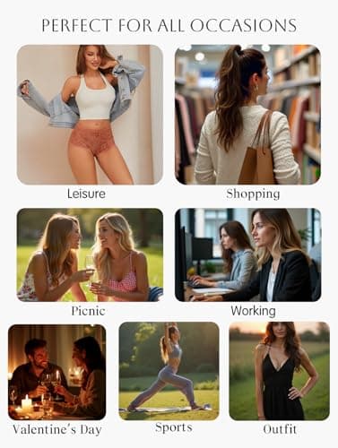Sth Big Sexy Underwear for Women Petal-soft Lace V-waisted Boy Shorts Cute Cheeky Ladies Panties Fashion Lightweight Lingerie 6 pack - Thumbnail 6