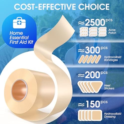 Medical Grade Hydrocolloid Roll for Wound Care, 2in*6.5ft Adhesive Hydrocolloid Bandages, Waterproof Pimple Patch Roll, Ultra Absorbent Large Hydrocolloid Patch for Acne, Blisters,Burns,and Minor Cuts - Thumbnail 5