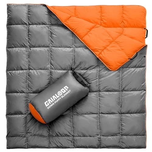 Gaialoop Mega Down Puffy Blanket for 2 Person Car Camping Outdoor Travel, Duck Down Lightweight Portable Soft Warm Cozy Camping Blanket, Christmas Stocking Stuffers Gifts - Image 1