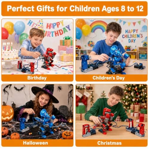 RiteHold Hydraulic Boxing Bots, STEM Building Kit for Kids, Build 2 Hydraulic-Powered Battle Robots, STEM Educational Fighting Robot Toy Set, Christmas Birthday Gift for Boys & Girls Ages 8-18 Adults - Thumbnail 6