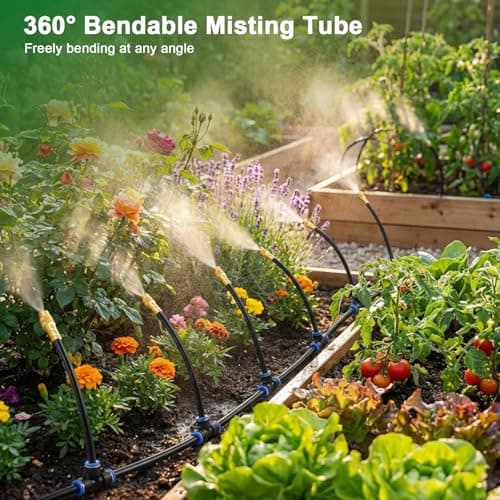 Starrey Drip Irrigation System, 2026-Upgrade 200Ft 1/4" Garden Watering System with 40 Pcs 360° Adjustable Copper Nozzles, DIY Kit for Garden, Lawn, Greenhouse, Raised Beds & Outdoor Plants - Thumbnail 6