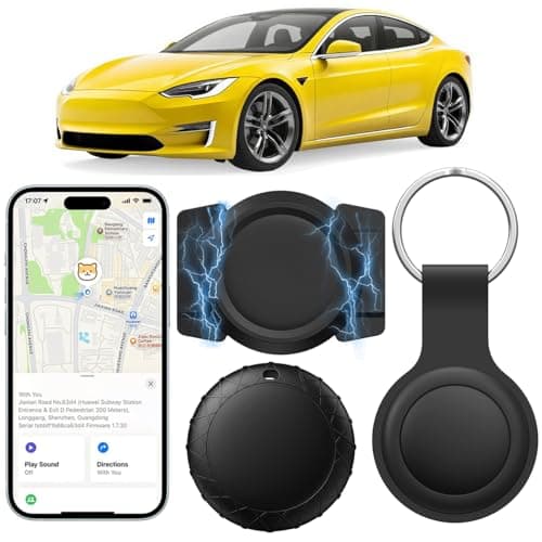 GPS Tracker for Vehicles with Magnetic Case Work with Find My (iOS Only)-No Monthly Fee Subscription No SIM Card Required, Waterproof,Real-Time GPS Tracking Devices or Cars, Trucks, Anti-Theft(Black) - Image 1