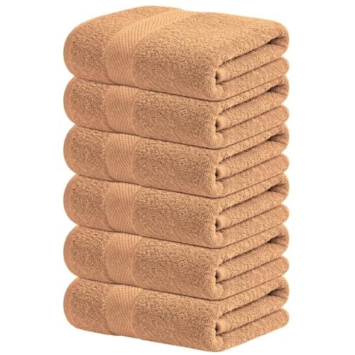 Infinitee Xclusives Beige Hand Towels for Bathroom - Set of 6 (16x28 inches) 600 GSM, 100% Cotton Ultra Soft, Quick Drying, Hotel Quality Hand Towel Set (Cosmic Sand) - Image 1