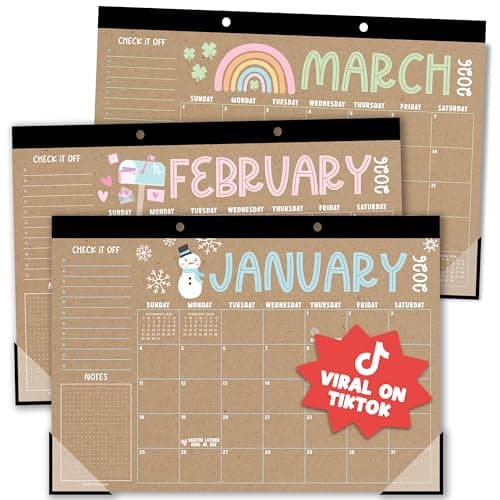 Hadley Designs Large Teacher Desk Calendar 2026-2027 - Desktop Calendar 2026, 18-Month Desk Calendars for Home, Office & Classroom, Cute Classroom Must Haves, Teacher Appreciation Gifts
