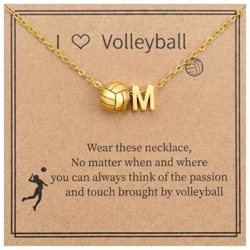 LUIOUS Volleyball Initial Necklace for Women - A-Z Letter Design, March Madness & Easter Gift, Cute Accessory for Volleyball Lovers (M) - Image 1