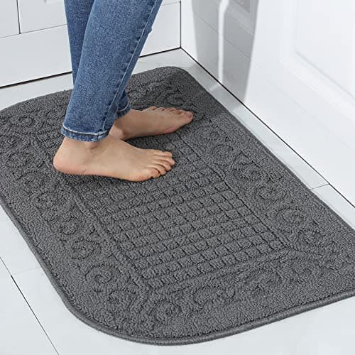 COSY HOMEER 32X20 Inch Anti Fatigue Kitchen Rug Mats are Made of 100% Polypropylene Half Round Rug Cushion Specialized in Anti Slippery and Machine Washable (32x20in Grey 1pc) … - Image 1