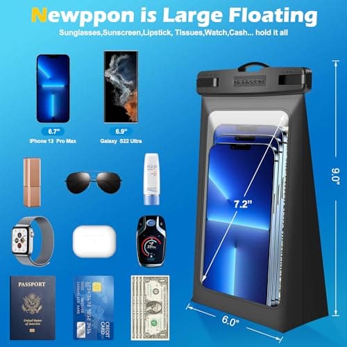 4 Pack Floating Waterproof Phone Pouch - Float Clear Cell Holder Protector with Lanyard - Universal Large Floatable Water Proof Dry Bag Case for iPhone 17 Pro Max Samsung Galaxy - Beach Swimming Pool - Thumbnail 3