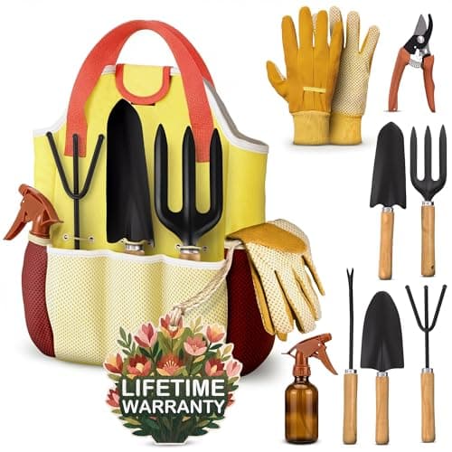 10 Pcs Gardening Tool Set for Women – All-in-One Garden Tools Set with Handy Tote Bag, Ergonomic Design & Rust-Resistant Steel – Gardening Tools for Women for Easy Garden Care & Gifts for Plant Lovers - Image 1