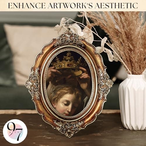 97 Decor 5x7 Vintage Picture Frames - 5 x 7 Picture Frame Antique, Ornate Gold Frames 5 x 7, Small 5x7 Picture Frame Wall Hanging For Home Decor - Thumbnail 2