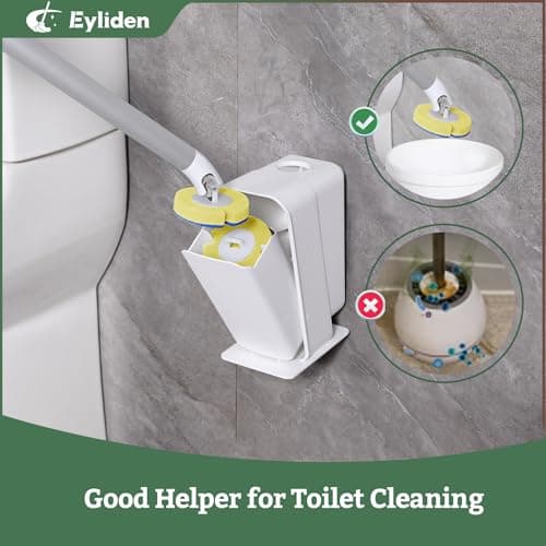 Eyliden Disposable Toilet Brush with Holder, 40-Refill Touch-Free Wand Kit - Thumbnail 6