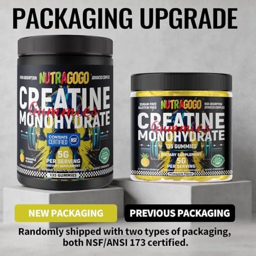 NUTRAGOGO NSF Certified Creatine Gummy - Creatine Monohydrate Gummies for Men & Women-5g of Creatine Monohydrate per Serving - Sugar Free,Vegan, Pineapple Electrolyte Chews, 135 Count - Thumbnail 4