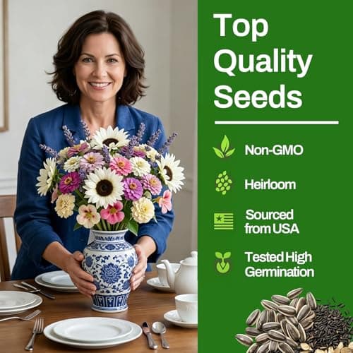 LUOJIBIE 5 Varieties Flower Seeds in Individual Packs, Includes Zinnia, Lavender, Sunflower, Marigold Nasturtium, 15,000+ High Germination Non-GMO Seeds for Planting Indoor Outdoor, Open Pollinated - Thumbnail 3