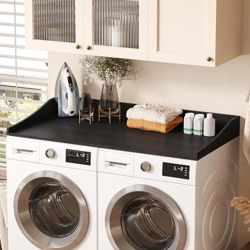Tarnorci Washer and Dryer Countertop, 54'' Laundry Room Countertop Organization Laundry Table for Folding Clothes and Storage, Black - Thumbnail 5